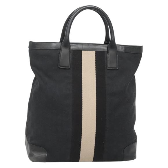 GUCCI GG Canvas Sherry Line Hand Bag Black Silver 002 1093 Auth ep10440
